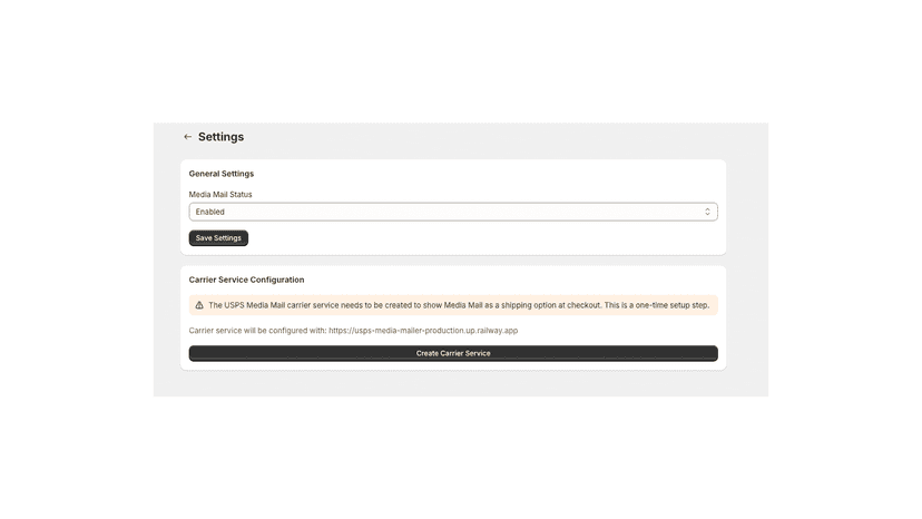Carrier Service Setup