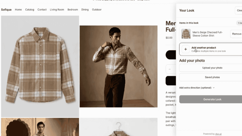 Build a multi-item look from the collection and upload a photo.