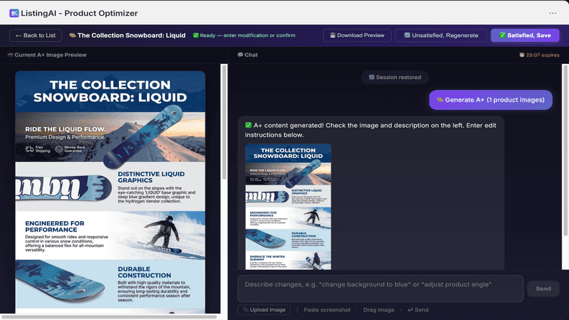 AI Image Studio with chat editor