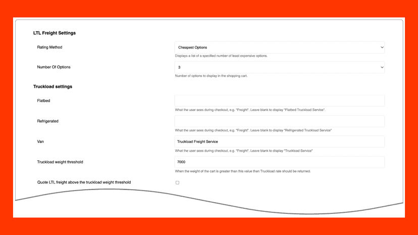 CH Robinson -FreightQuote quote settings for Shopify