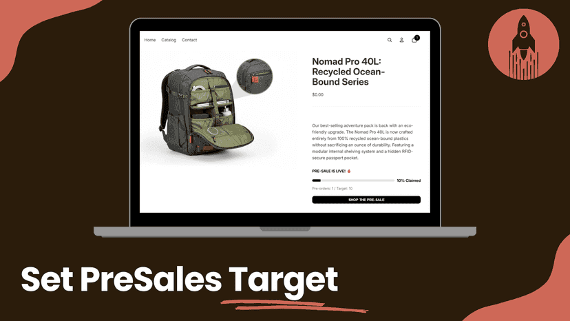 Set PreSales/Crowfunding/ Drop Target and Show Sales Count