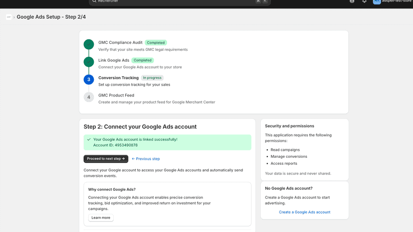 Conversion tracking step
