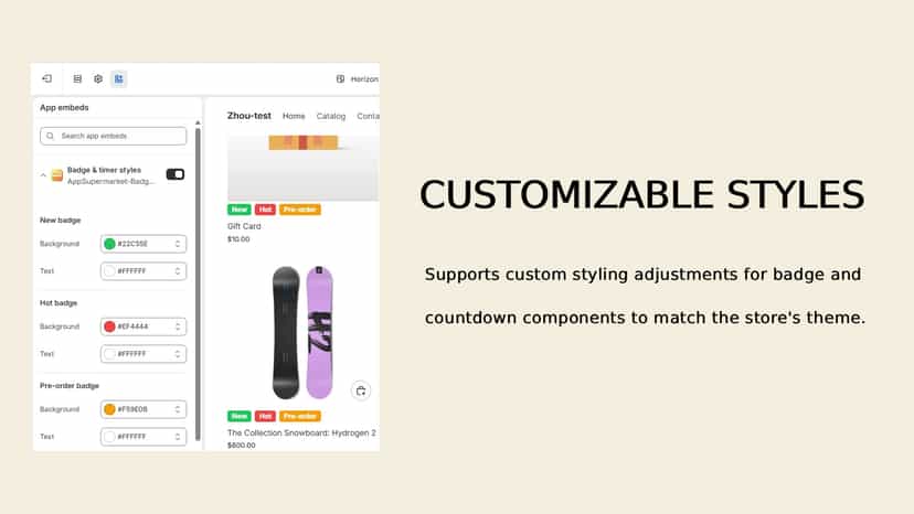 Customizable styles