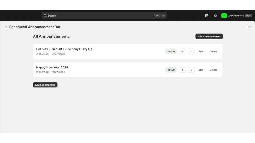 All announcements