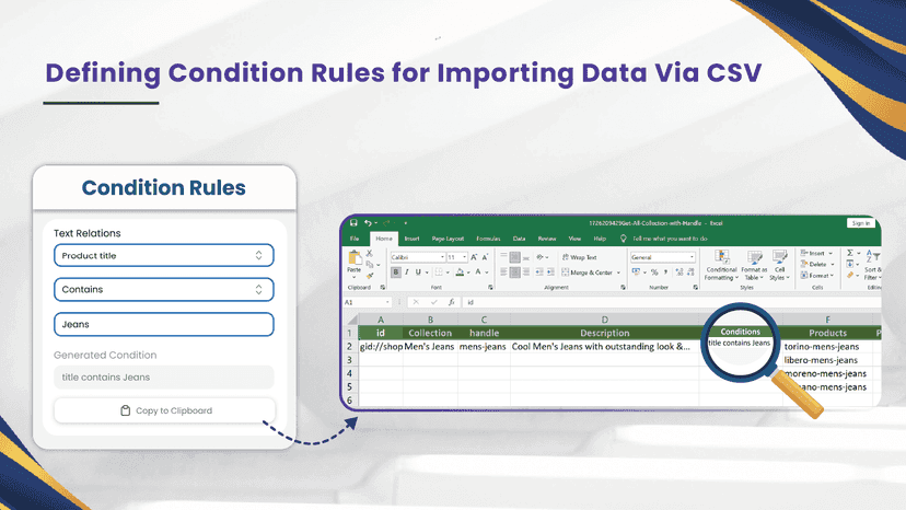 6 - Defining condition rules for importing data via CSV file
