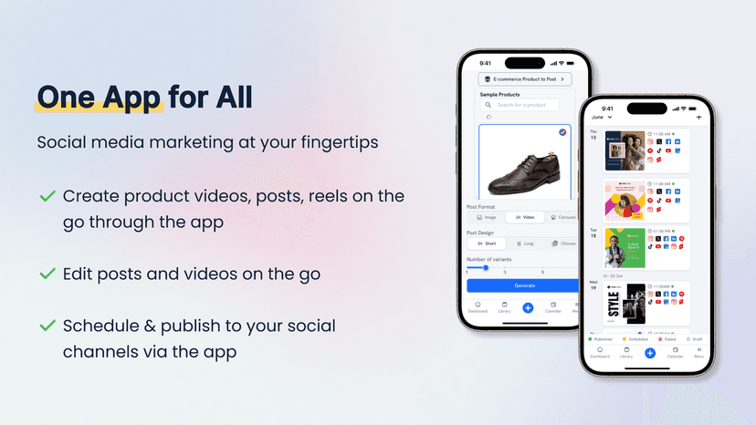 mobile app for shopify store products social media marketing