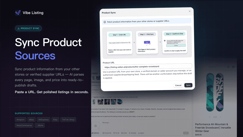 Product Sync: URL product sync from your owned stores.