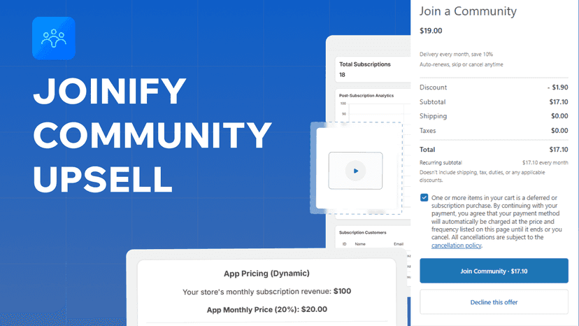 Joinify Community Upsell apps - Subscription features