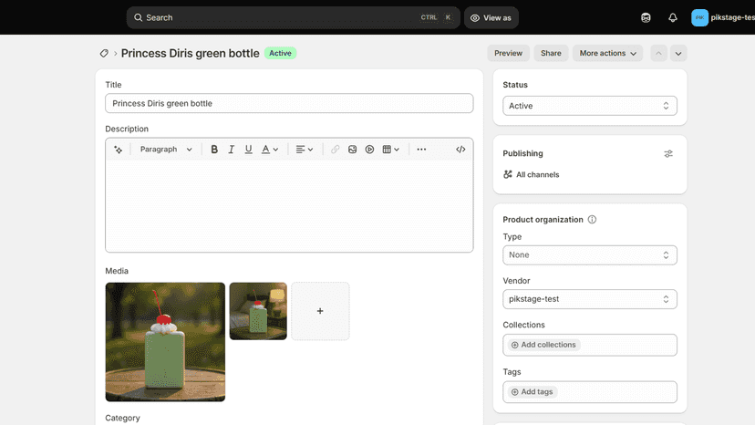 Generated photos land in your product's Shopify gallery