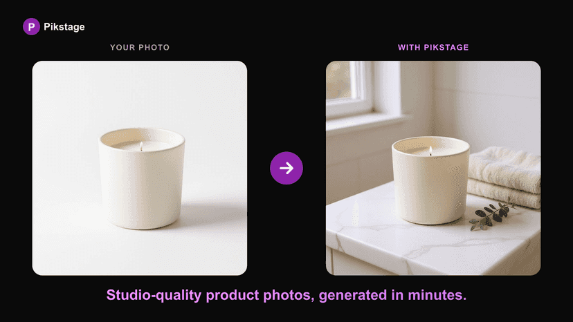 Before-and-after: product photo transformed with Pikstage