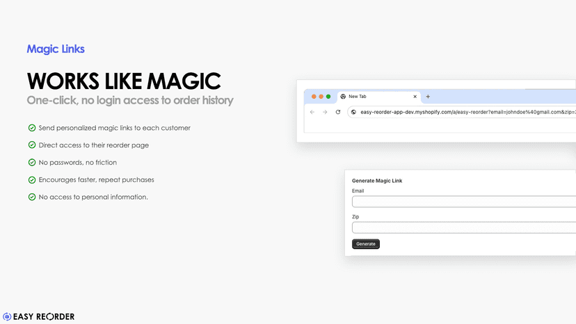 Works Like Magic - One-click, no login access to order history