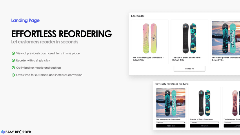 Effortless Reordering - Let customers reorder in seconds