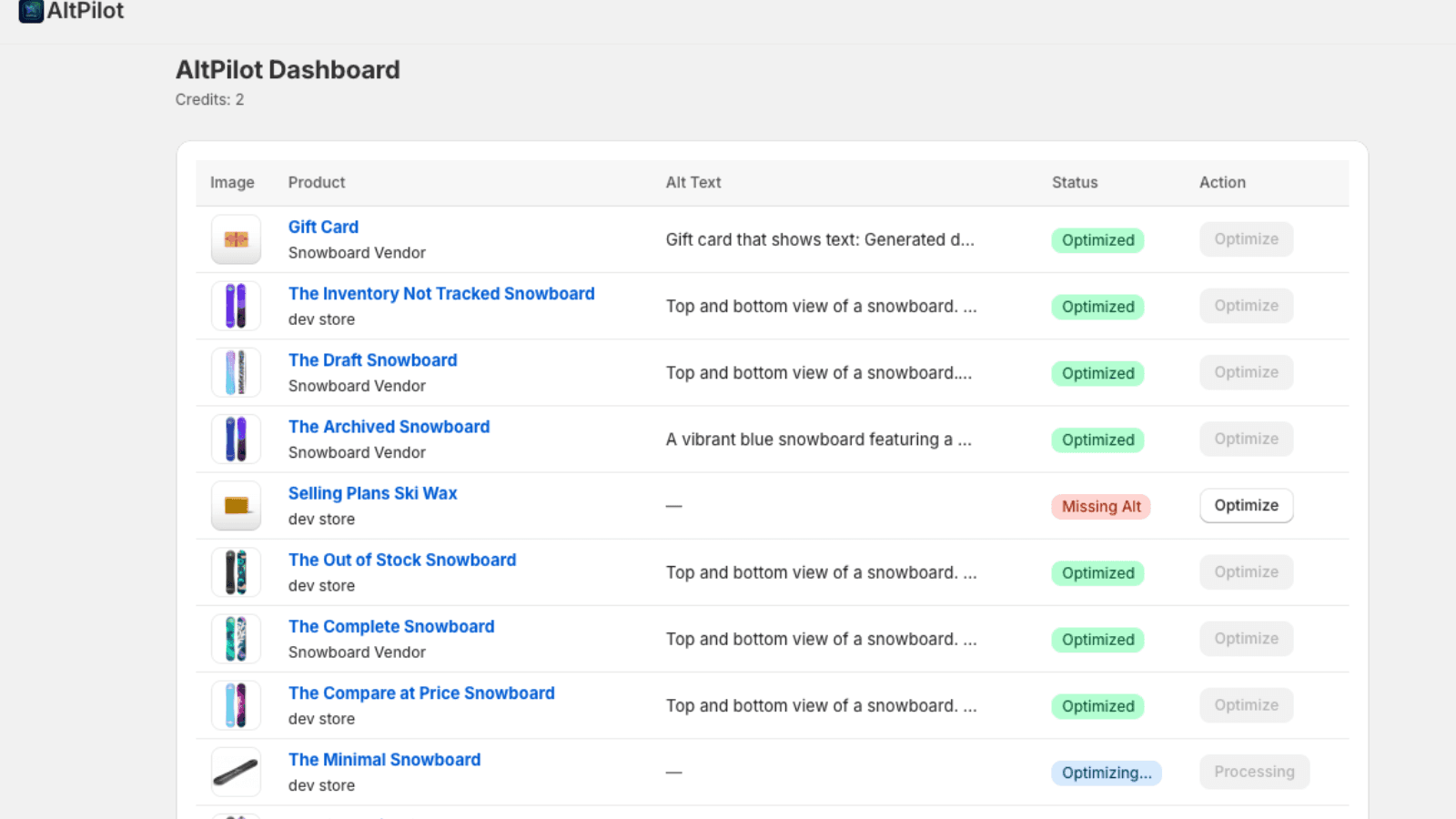 during (after a click) the bottom image is being optimized