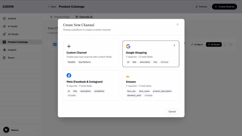 Make desired channels using predefined attributes for platforms