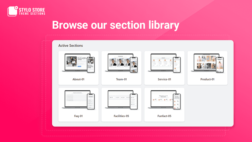 Different types of theme section for your store