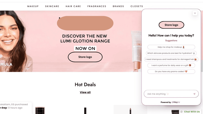 Integration of the chatbot widget on the website