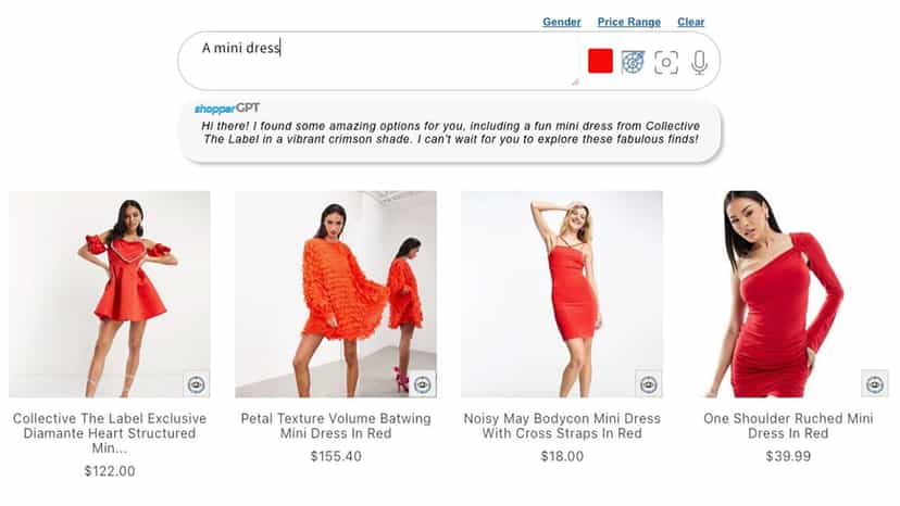 Precise text plus color search and personalized responses