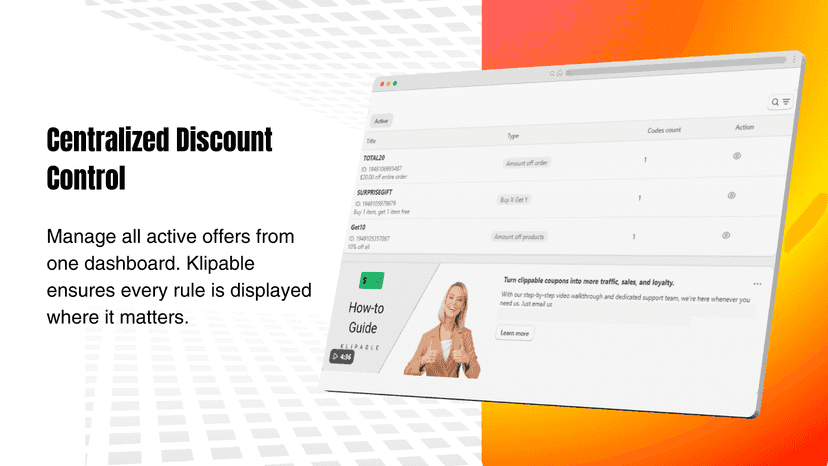 Centralized discount coupon dashboard to manage storewide offers