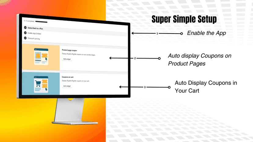 3 click setup to display discount coupons on cart and products