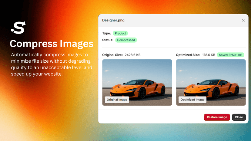seoai compress images feature ui