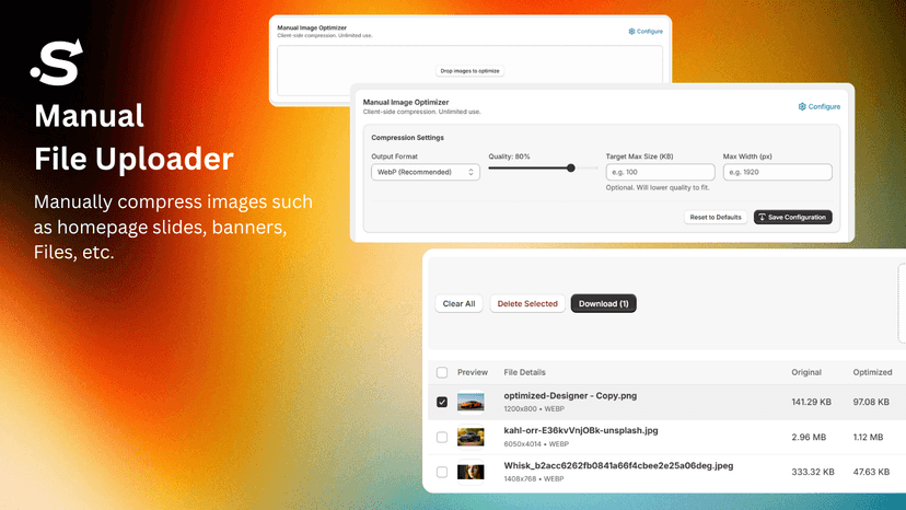seoai manual compress feature ui