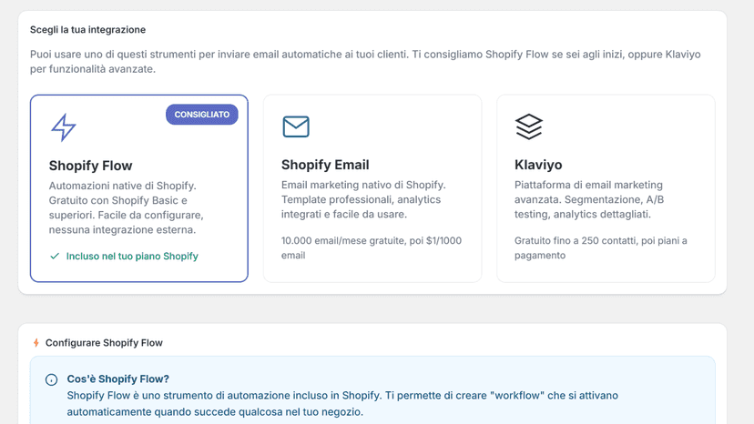 posteitaliane track flow klaviyo integration