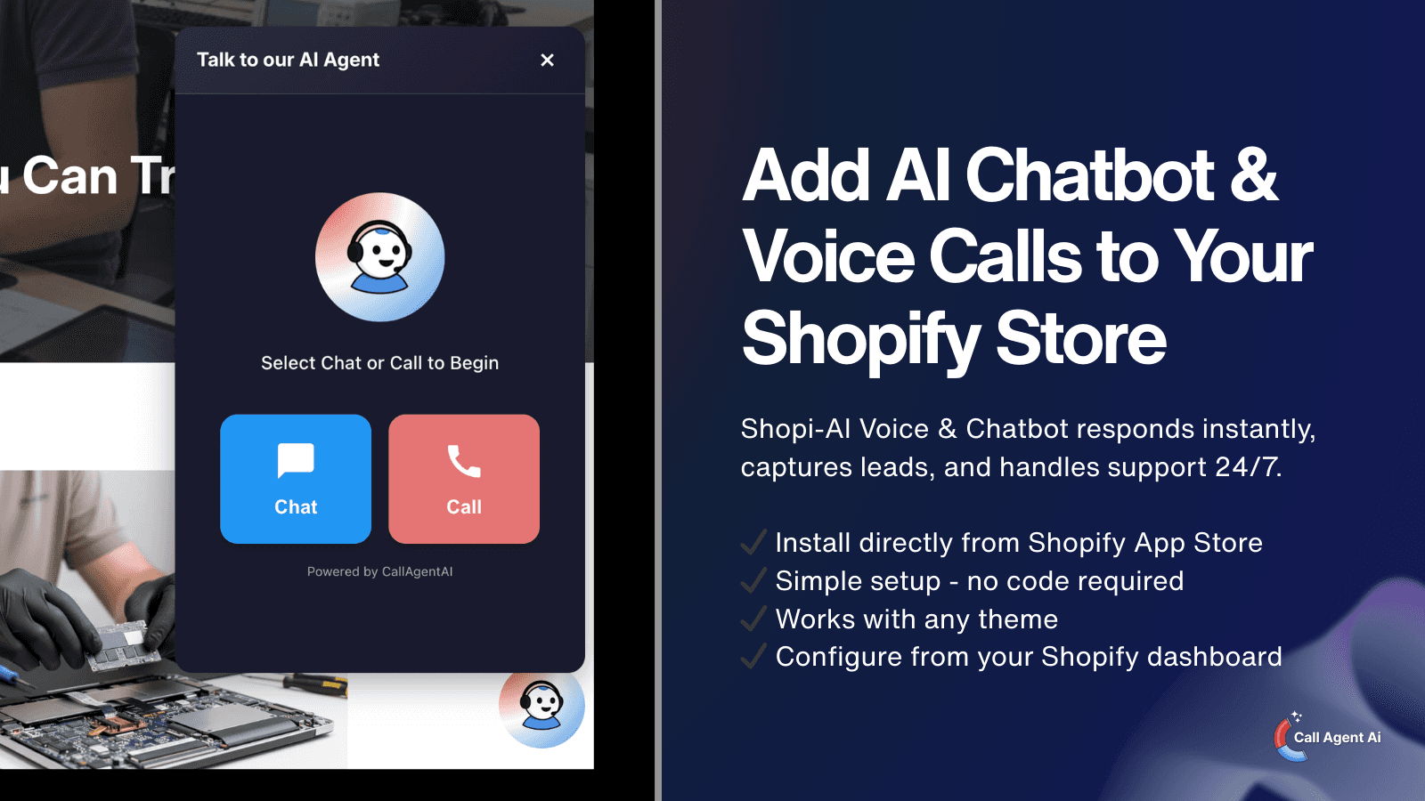Customers can choose to chat or talk with an AI agent