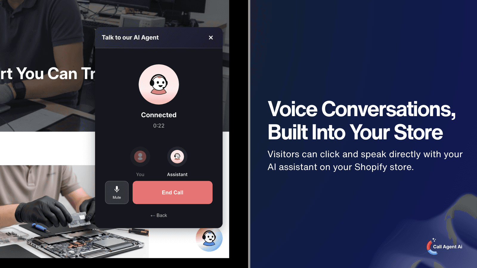 Voice option lets customers speak with an AI agent