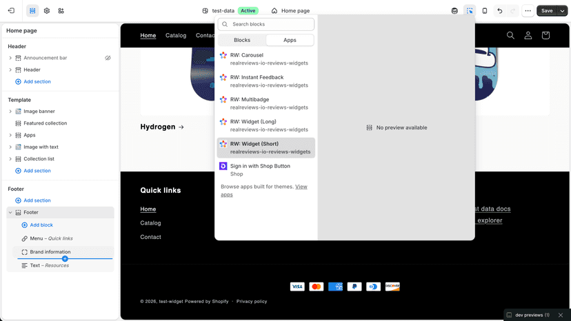 preview all widgets