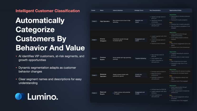 Automatically categorize customers by behavior and value