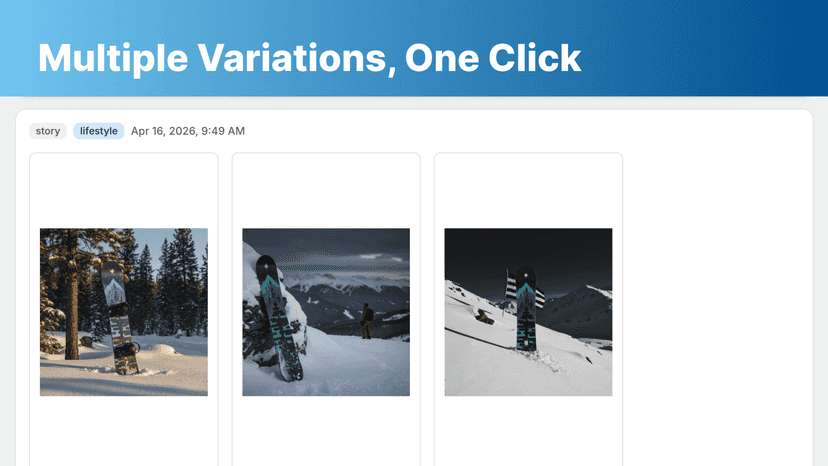 Multiple AI image variations in a click