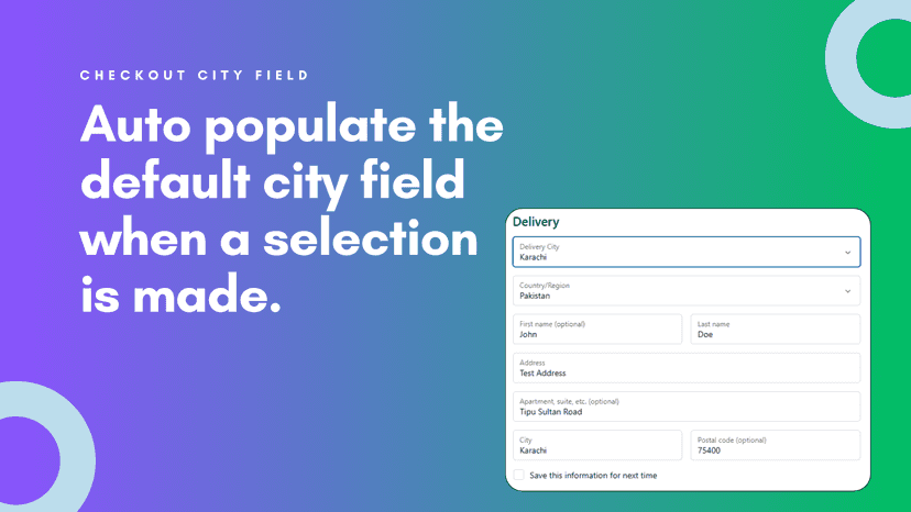 Auto populate the default city