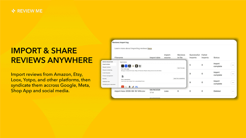Import from apps and spreadsheets with import log