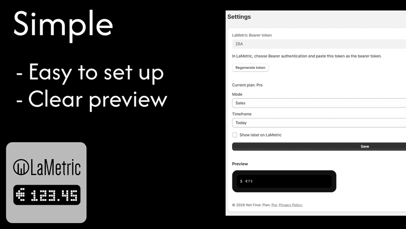 Overview of the settings page