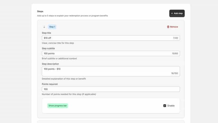 Setup rewards in couple clicks