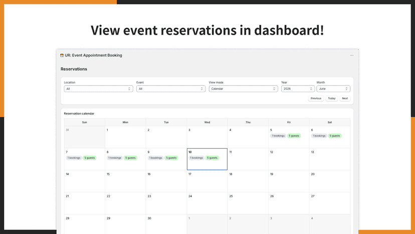 View event reservations in dashboard!