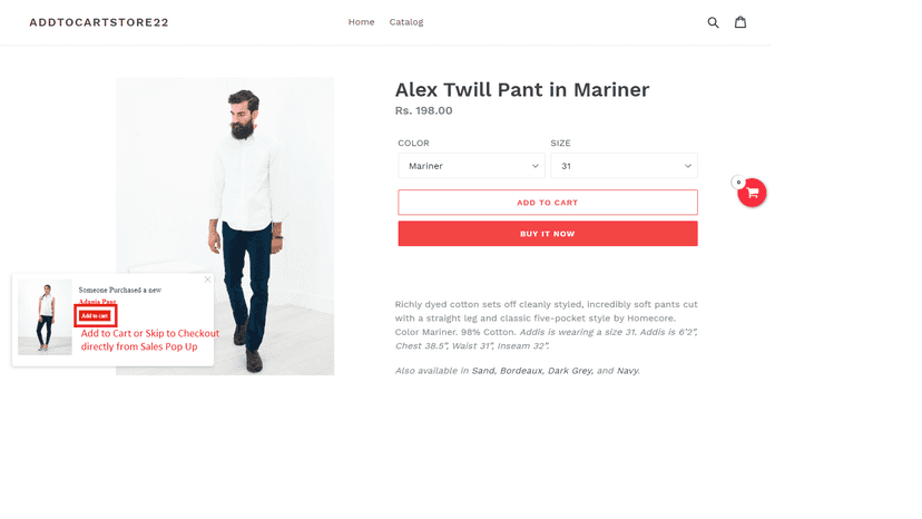 Sales popup