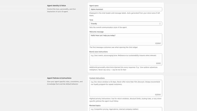Custom instructions and guardrails in agent settings