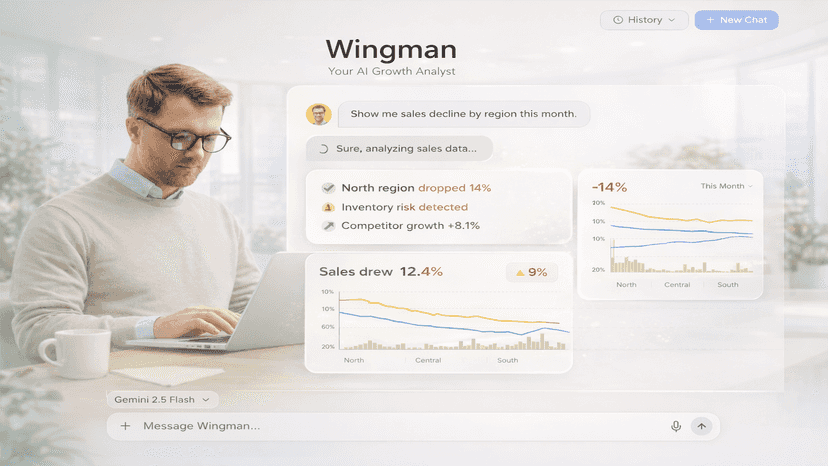 Chat with Wingman for instant AI-powered business insights.