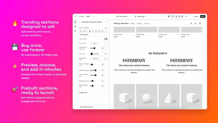 Factory Theme Section Store App Section Edit section in Theme