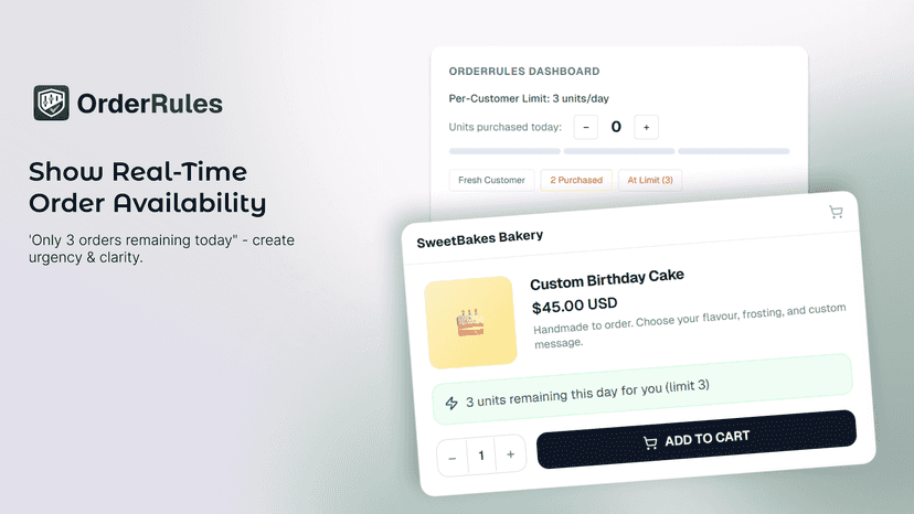 Show real-time order availability and remaining limits