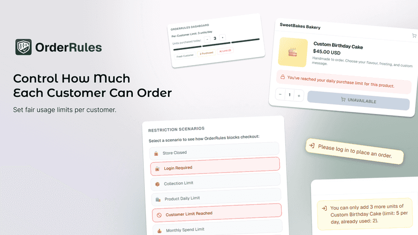 Set order limits per customer to prevent abuse