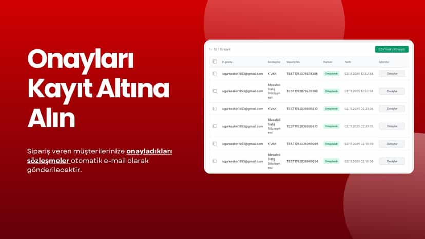 Müşteriden sözleşme onayı alıp eposta gönderir
