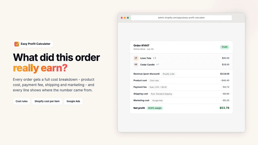how to see all expenses of order in shopify