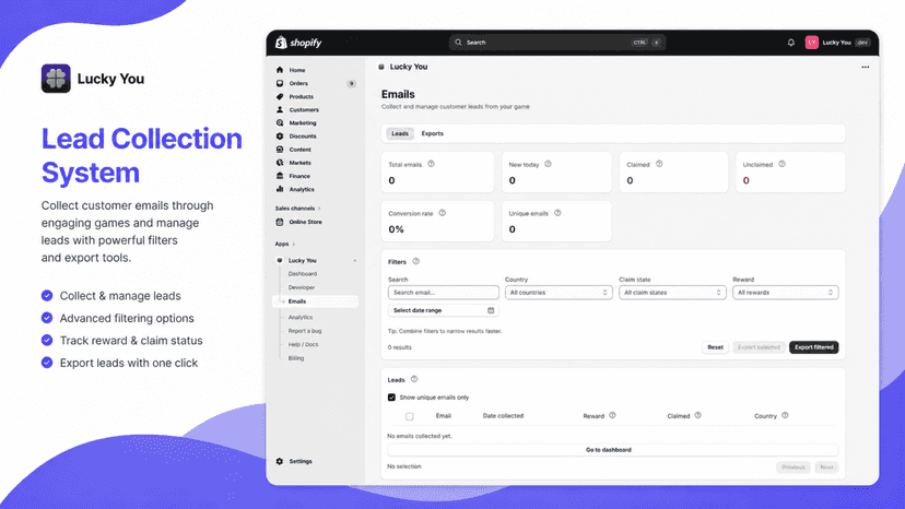 Email dashboard
