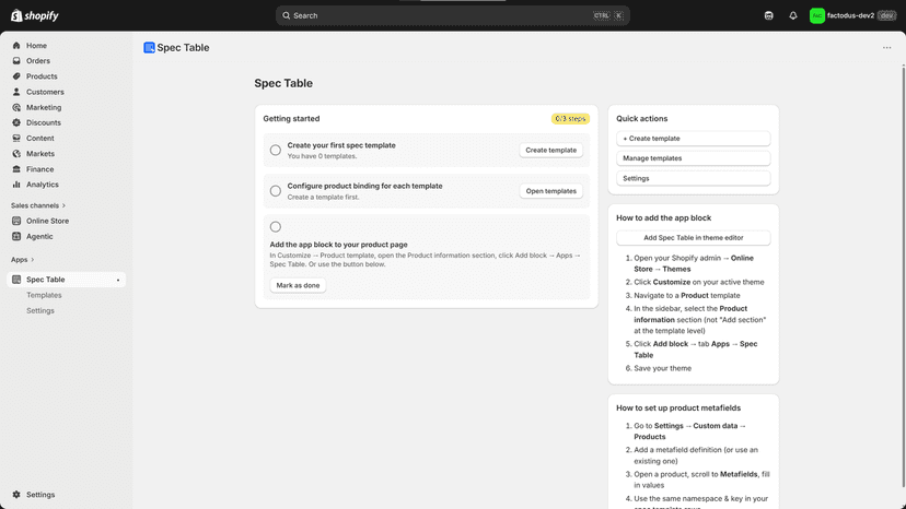 Home page with three-step getting started checklist