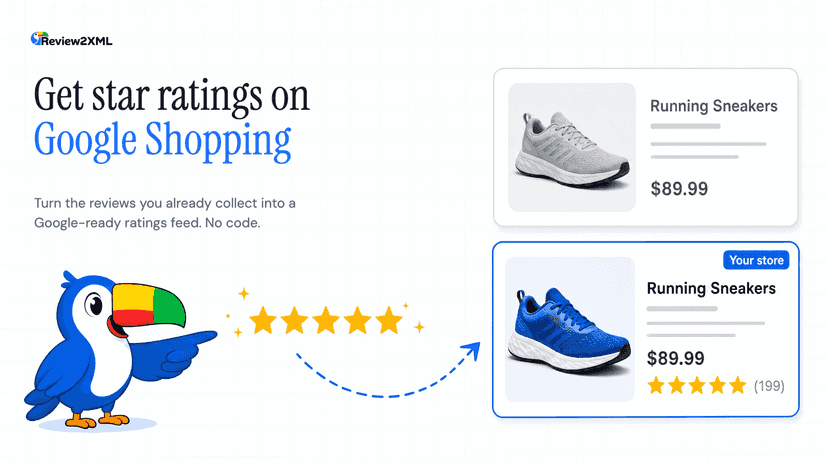 Get star ratings on Google Shopping with Review2XML