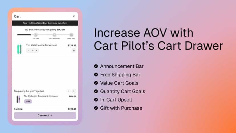 Increase AOV with Cart Pilot’s Cart Drawer
