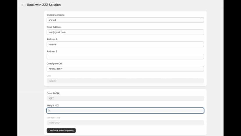Booking page