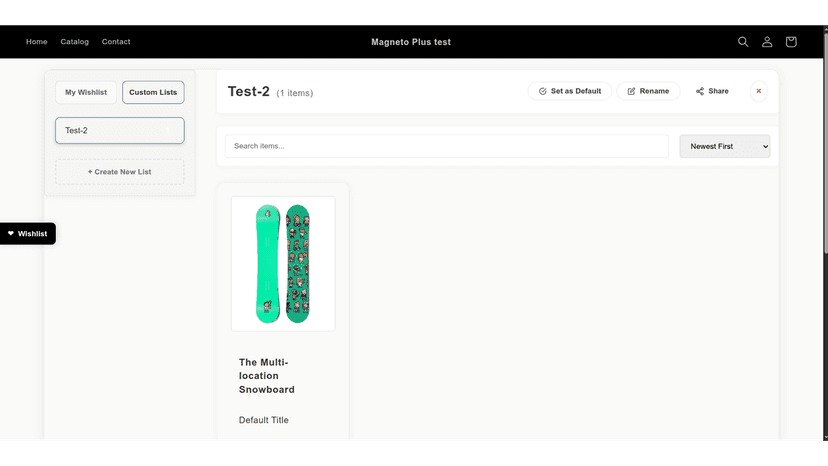 Specific wishlist page to manage